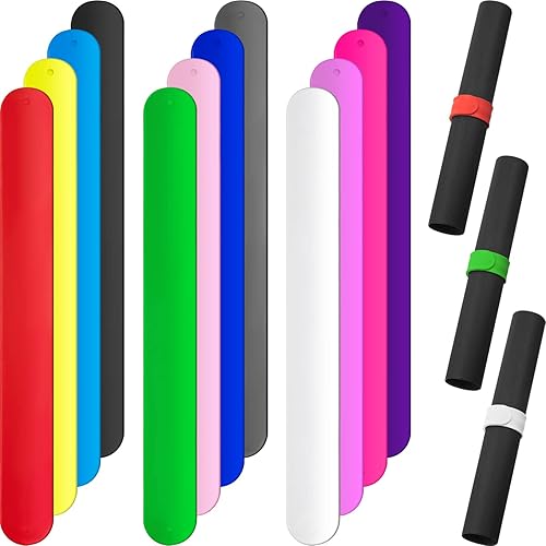 Leyndo 12 tiras de metal cubiertas de silicona, 1 x 9 pulgadas, soporte para papel de regalo, soporte para póster, soporte para rollo de papel,