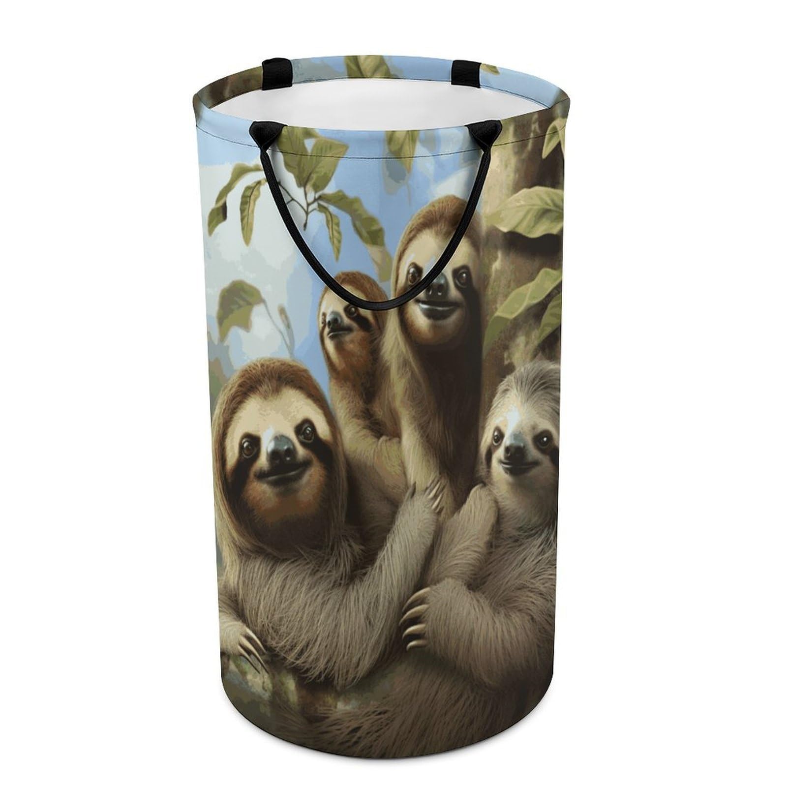 Adfgyerh Style Sloth Family Laundry Basket ，Foldable Waterproof Model ，Laundry Hamper ，Handles On Both Sides Easy To Move ，Storage Basket For Bedroom, Bathroom, Dorm, Laundry Room.