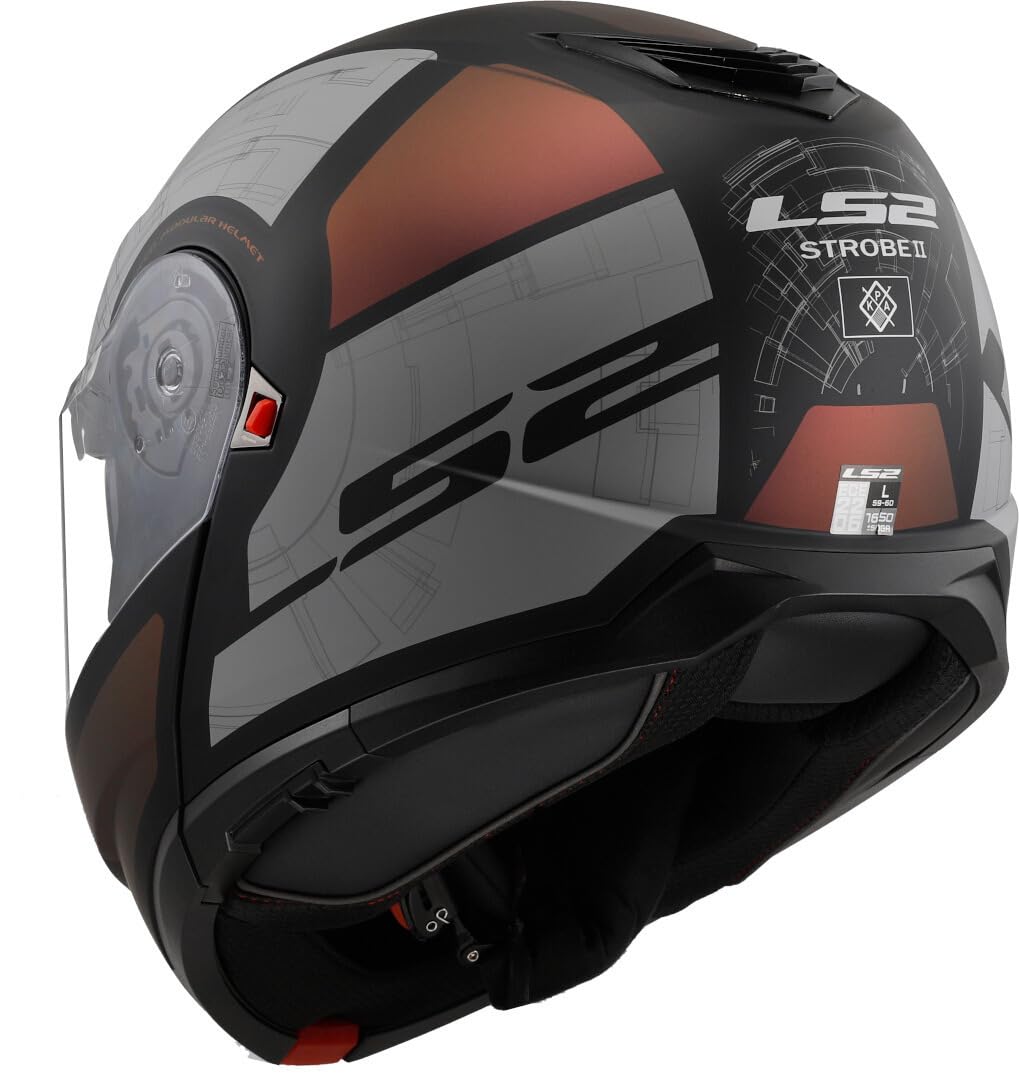 LS2, Casque Moto Modulable Strobe II Orion Matt Black Purple Blue