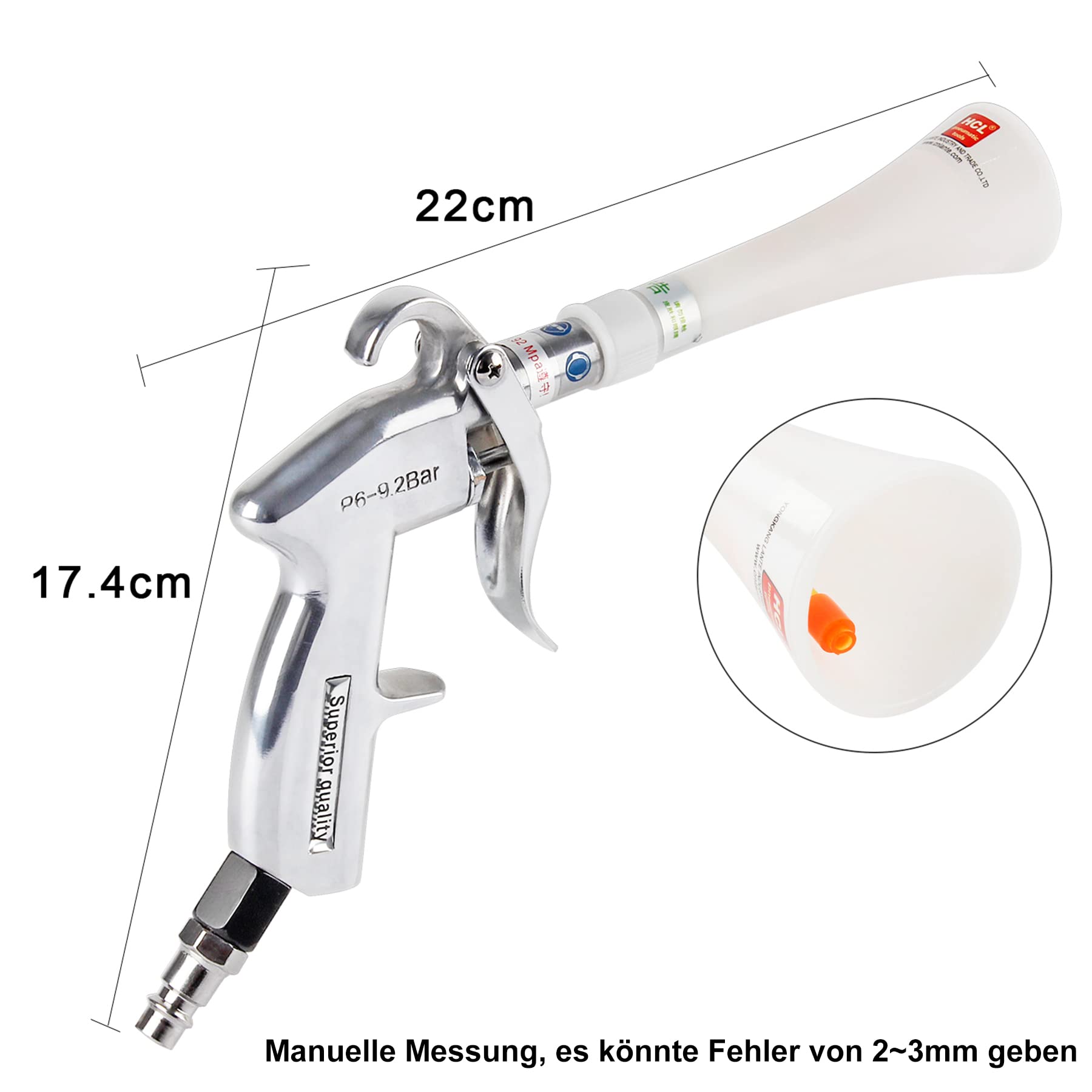 Blow Gun Pistolet Nettoyage,Nettoyage Voiture Metal Blow Gun Pistolet de Nettoyage à Air Comprimé Soufflette air Comprimé Pistolet de Nettoyage à Sec