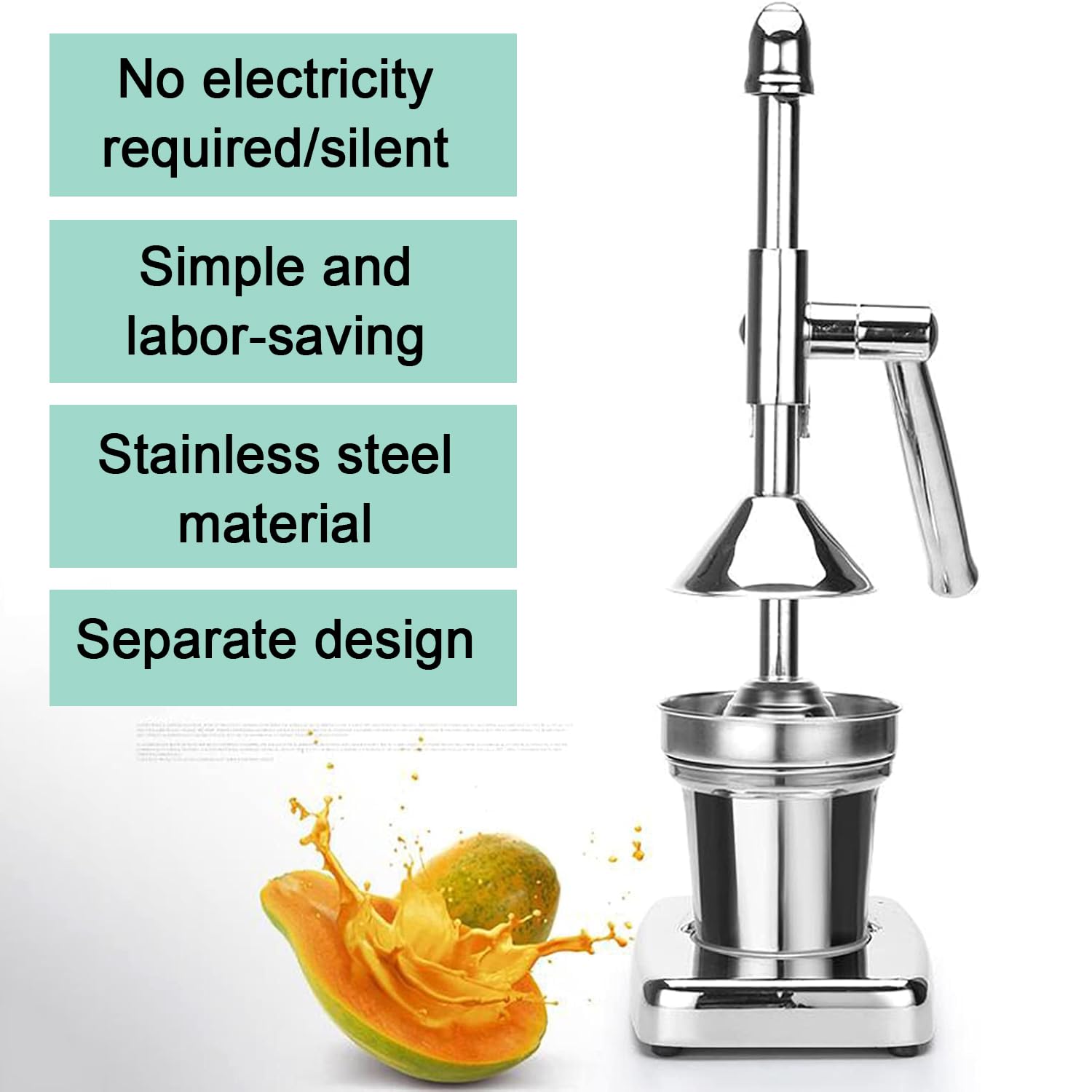 Professionelle Saftpresse Aus Edelstahl, Robuste Hand-orangenpresse Mit Rutschfestem Sockel Und Kraftsparendem Hebel, Leicht Zu Reinigen, Für Orangen, Zitronen, Limetten Und Grapefruits
