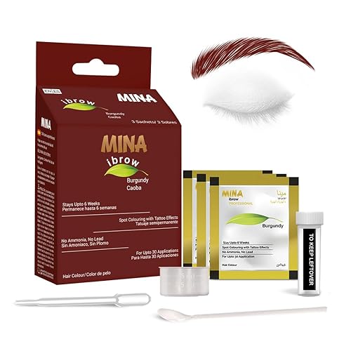 Mina - Kit de coloración con henna ibrow en paquete regular, hasta 6 semanas de duración (borgoña).