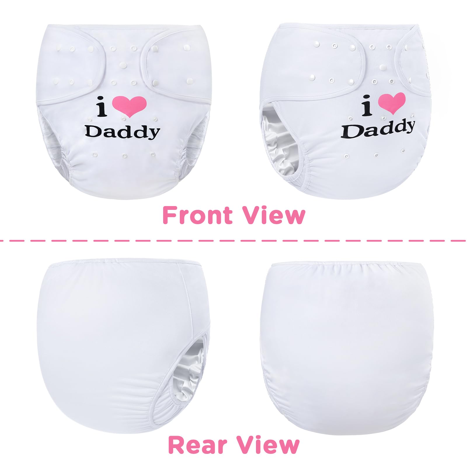 LittleForBig Pañal de tela impermeable lavable ajustable reutilizable para adultos, talla única - I Love Daddy