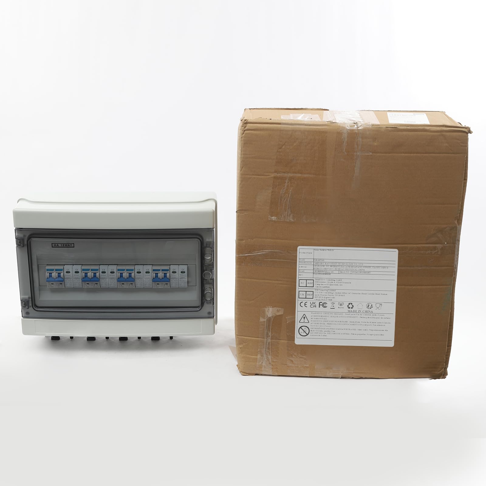Moduł solarny 4 struny, 1000 V DC, IP65, montaż ścienny, wyłącznik 40 A, ochrona przed przepięciem 20-40 kA, biały, tworzywo ABS + PC, ze złączami MC4
