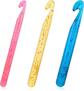 Matwsec 3PCS Large Crochet Hooks 18mm 15mm 12mm Crochet Hook Ergonomic Crochet Needles for Yarn Knitting Carpet Scarf Wool Roving DIY Crocheting Handmade Crafts