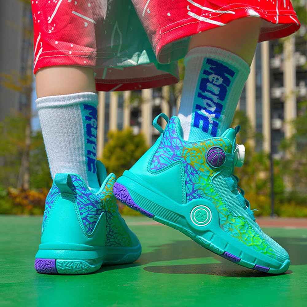 Hixingo Enfant Chaussure de Basketball, Garçon Sneakers Baskets Enfant Filles Automne et Hiver Graffiti Mode Baskets de Basket-Bal pour Chaussures de Sport pour Mixte Jeunes Tailles 31-40 EU