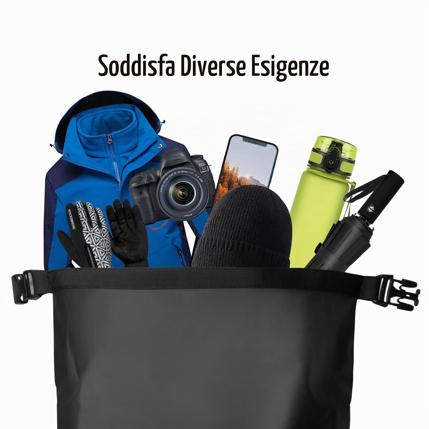 Zaino impermeabile per uomini e donne, roll-top, galleggiante, per kayak, rafting, canottaggio, spiaggia (nero), nero, 35L, Sport & All'aperto