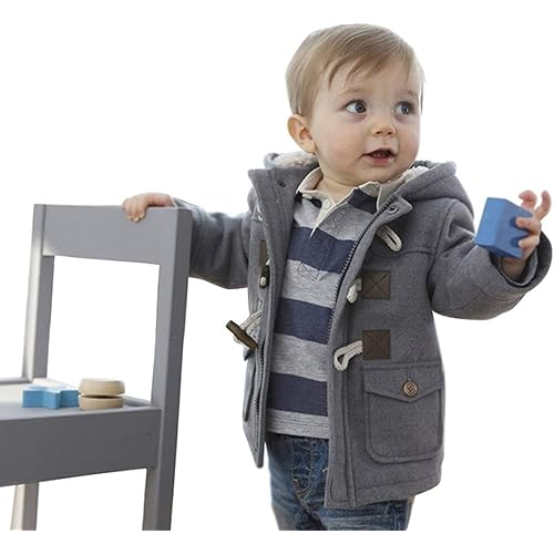 Eshoono Unisex Baby Fleece Hooded Jacket Outerwear Duffle Zipper Winter Coat