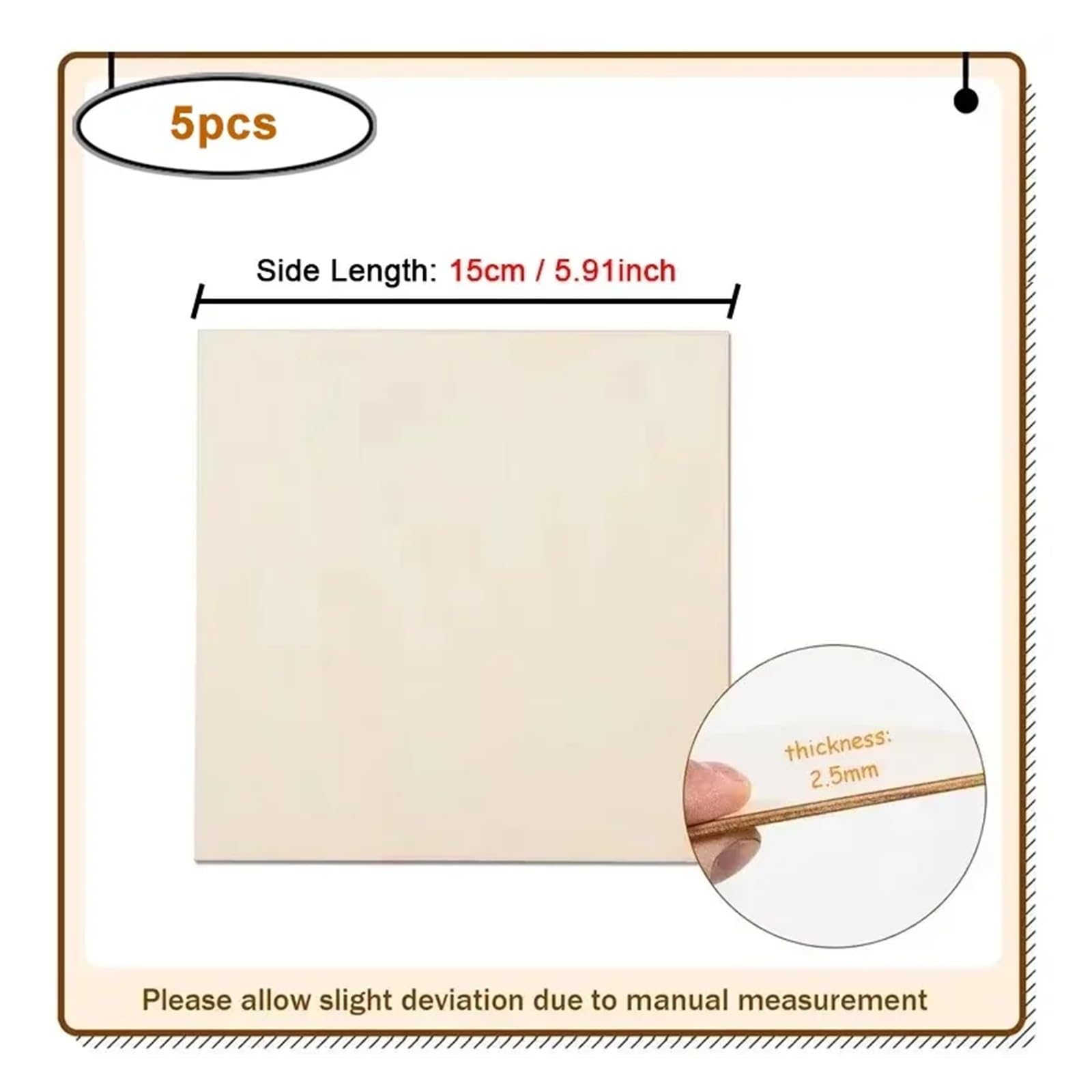Nieobrobione cienkie deski z drewna Niedokończone klocki drewniane kwadraty DIY Crafting rzeźba malowanie wystrój domu 12-30cm(5pcs 15cm)