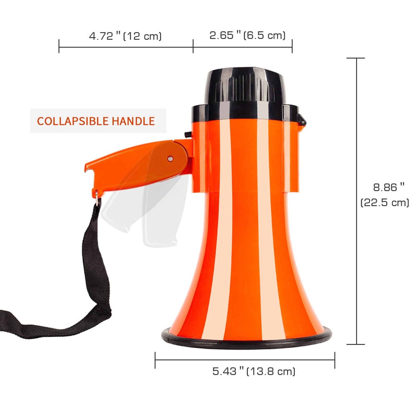 Mégaphone portable avec sirène et contrôle du volume pour activités sportives intérieures et extérieures