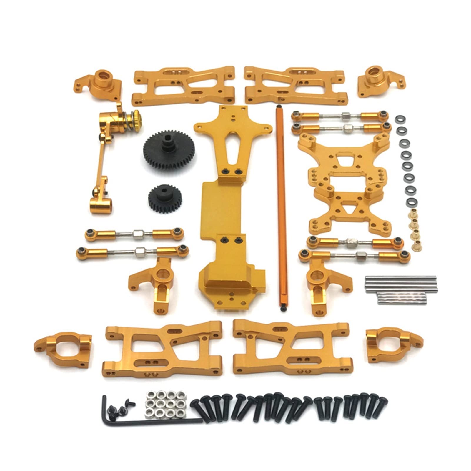 24 szt. Pełna aktualizacja części zamiennych Metal C, do siedzenia, wahacza kierownicy, centralny wał napędowy, do WLtoys, 1:14 144001 RC Car Zdalny amortyzator samochodowy(Gold)