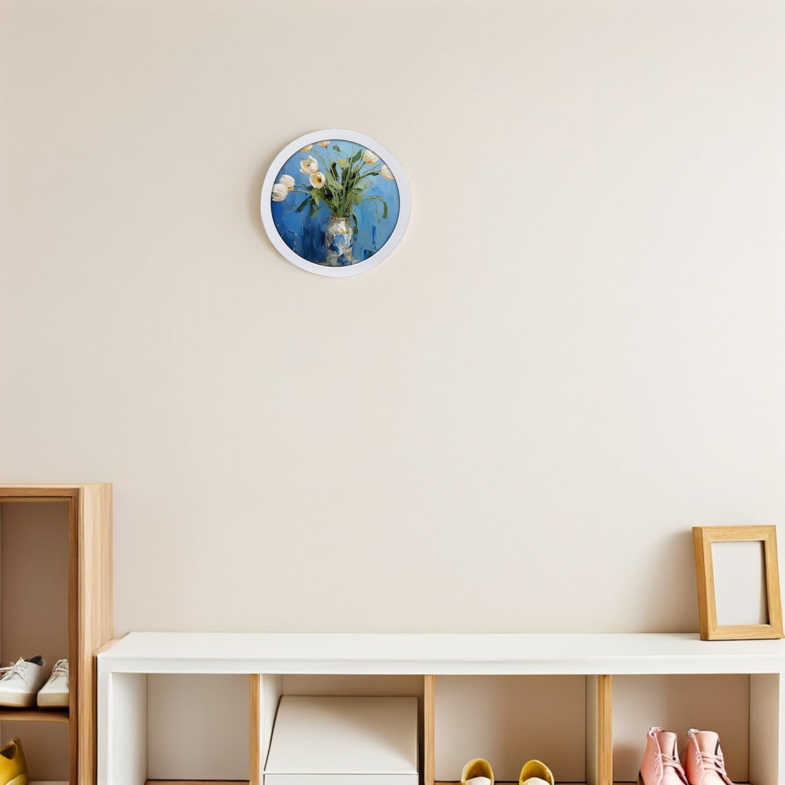 Cornice Portafoto Rotonda In Legno TFlower - 8 Pollici (24 Cm) - Colore Oro - 3