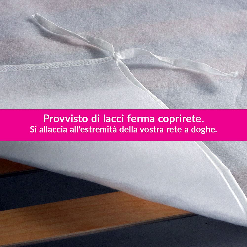 Coprirete in feltro che protegge il tessuto del materasso a contatto con la rete, Anallergica. Impedisce l'eventuale movimento tra Rete e materasso - COPRIRETE MADE IN ITALY matrimoniale 165x195