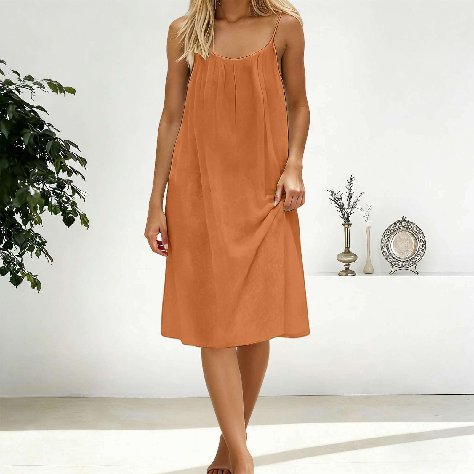 Vestito Donna con Schiena Scoperta, Abito Estivo con Spalline Sottili e Fiocco per Vacanze al Mare