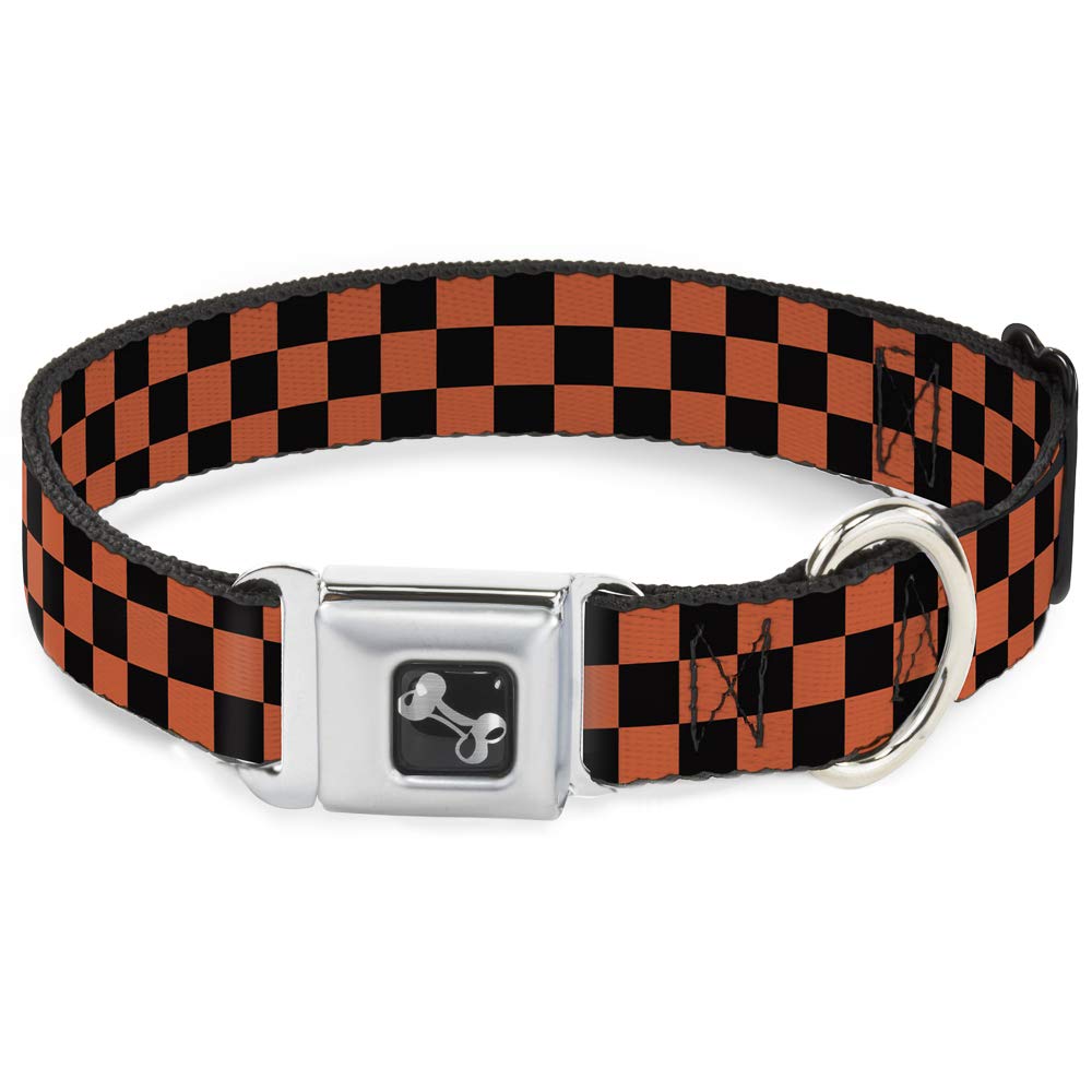 Buckle Down 16-23" Checker Black/Orange Dog Collar Bone, Wide Medium — image 1