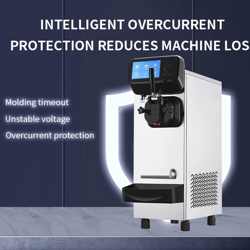 Macchina per gelato commerciale, macchina per ghiaccio soft a testa singola da 1800 W, tocco intelligente da 21 l/h con display, per ristorante snack bar
