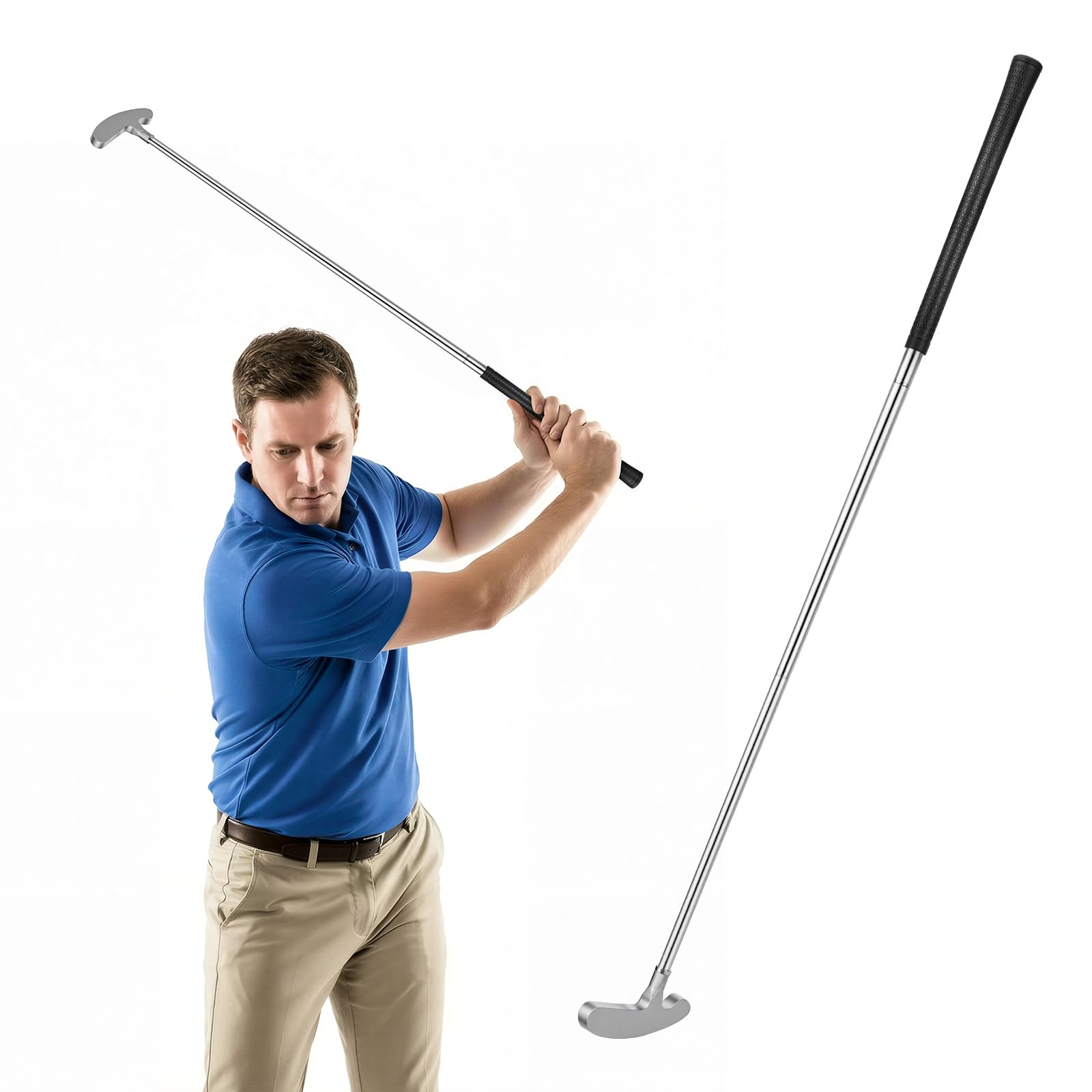 Putter de Golf para Zurdos y Diestros, 85CM Palo de Golf Desmontable con Empuñadura Antideslizante de TPE y Cabeza de Aleación de Zinc, Putter Golf Hombre, Set de Minigolf para Adultos