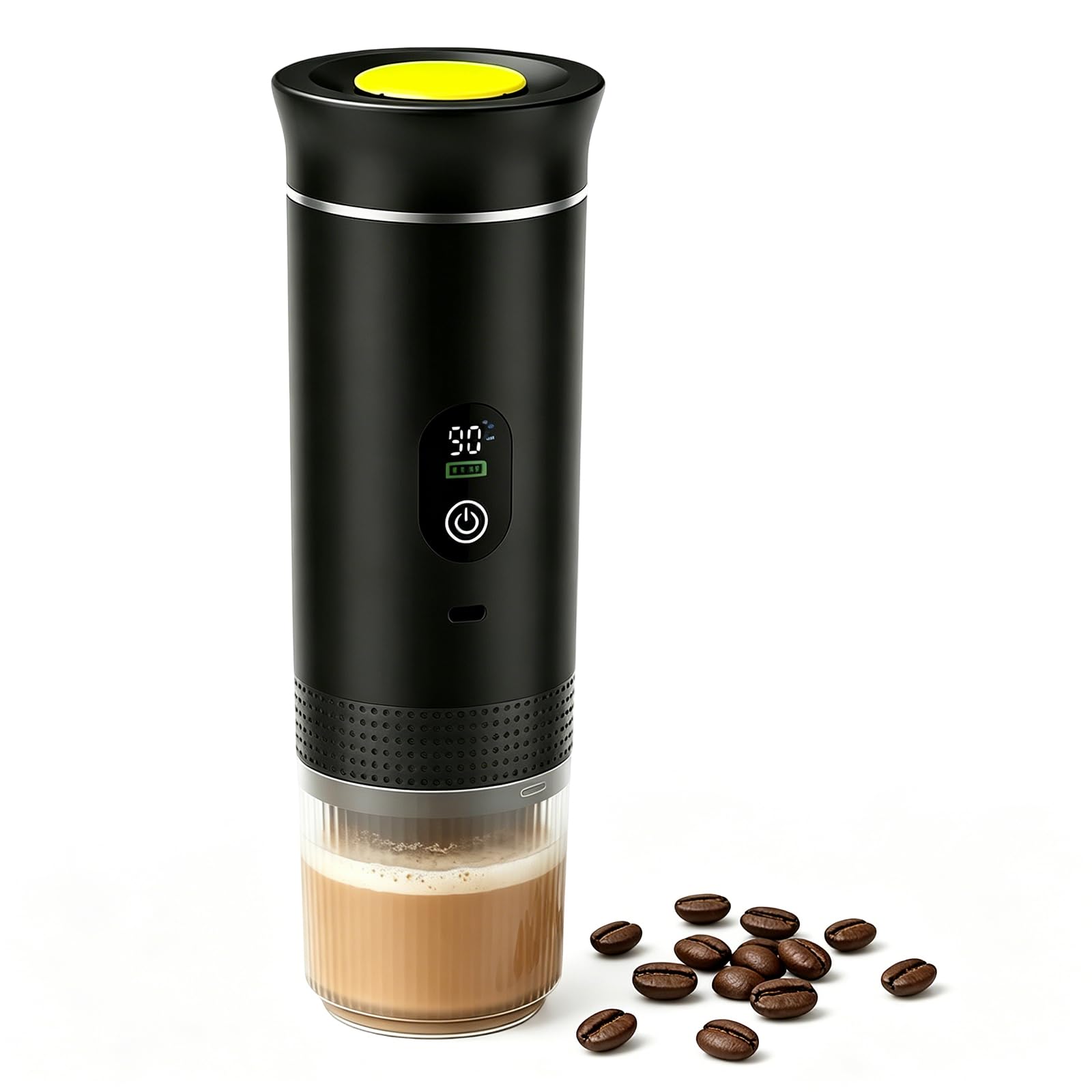 BORDEAG Macchina da caffè portatile 3 in 1, mini macchina da caffè USB, macchina da viaggio per capsule e caffè macinato, autoriscaldante, per campeggio, escursioni, viaggi, camper, nero