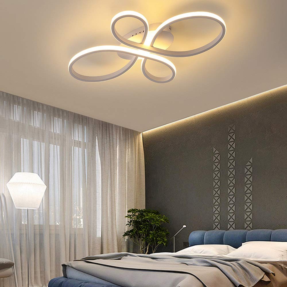 Applique da parete Plafoniera a LED, lampada da soffitto dal design curvo 42W Lampade da soffitto bianche/marroni per soggiorno, camera da letto, cucina (Marrone 3000K)