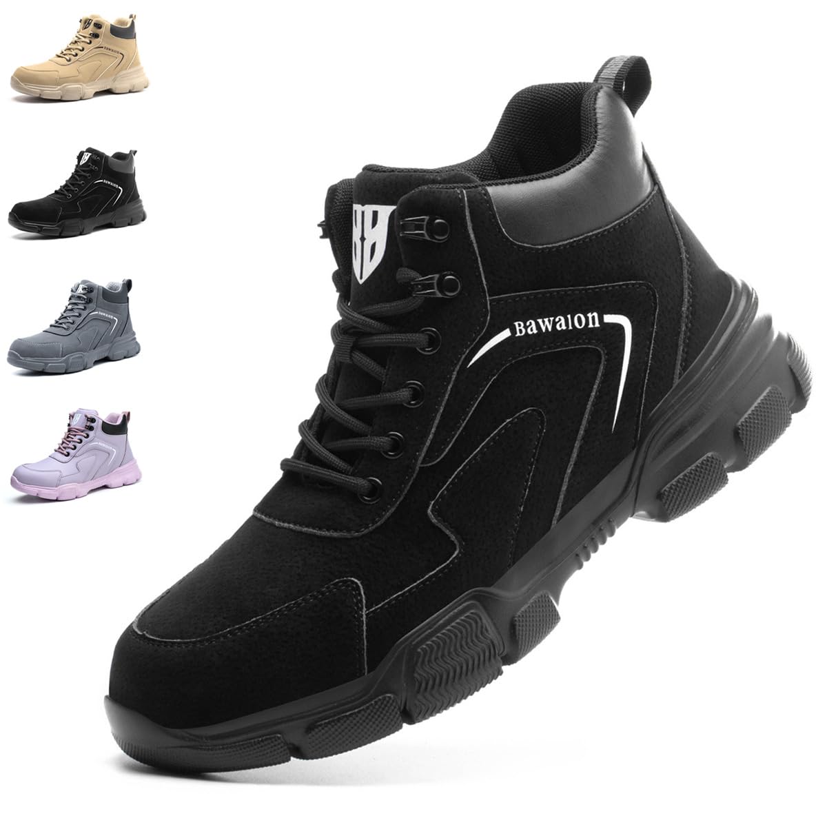 Nasogetch Botas de seguridad para hombre, botas de trabajo para mujer, con puntera de acero, ligeras, cómodas