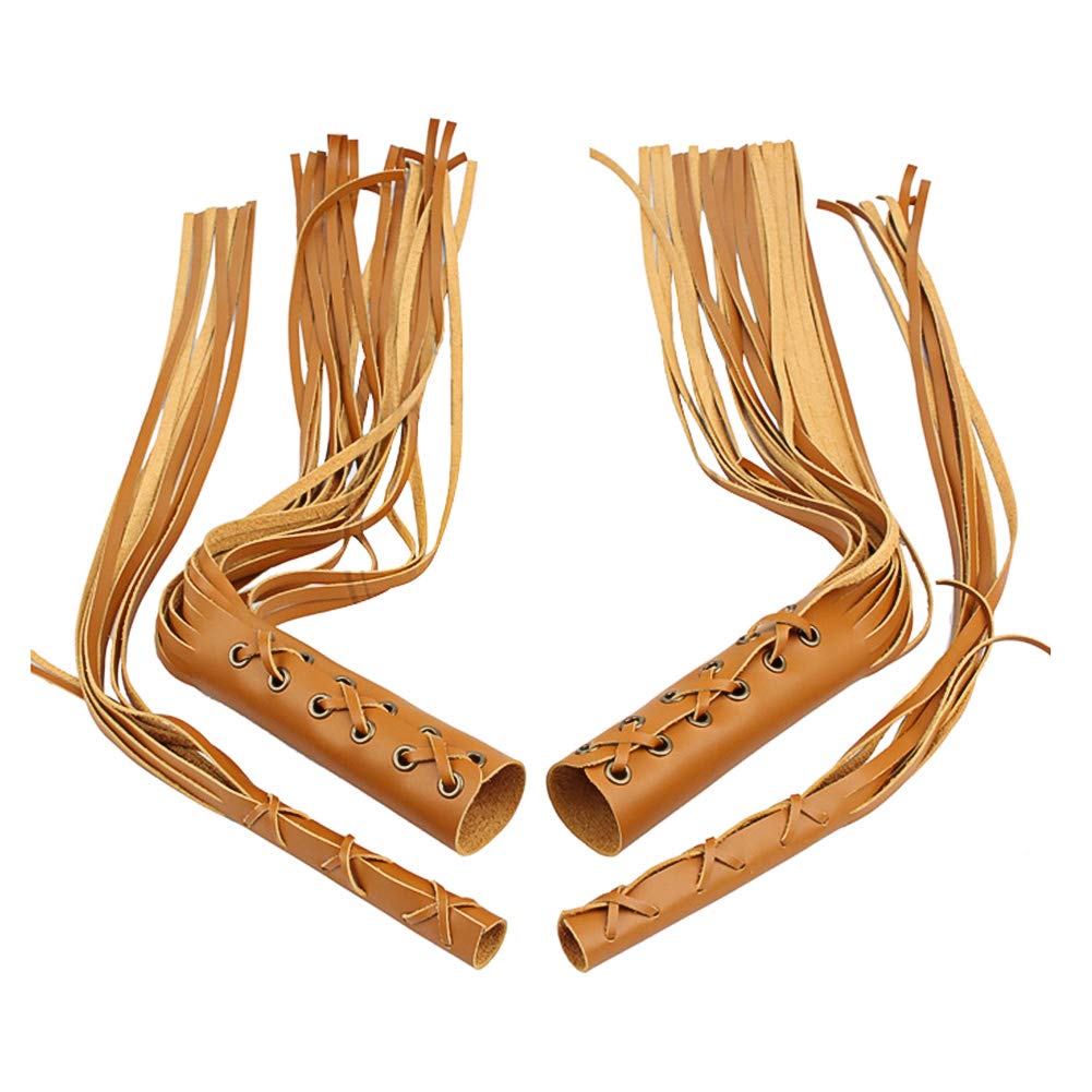 Frangia con nappe per leva moto, Decorazione con frange e nappe per leva moto, Impugnature universali Copertura avvolgente con frange e nappe Streamer per leva frizione freno moto (Cachi)
