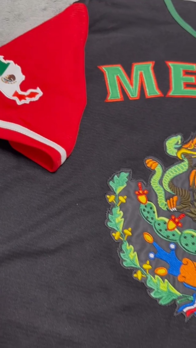Jersey de béisbol para hombre Madjus México rojo tallas M a 3XL con botones y manga corta miniatura 4