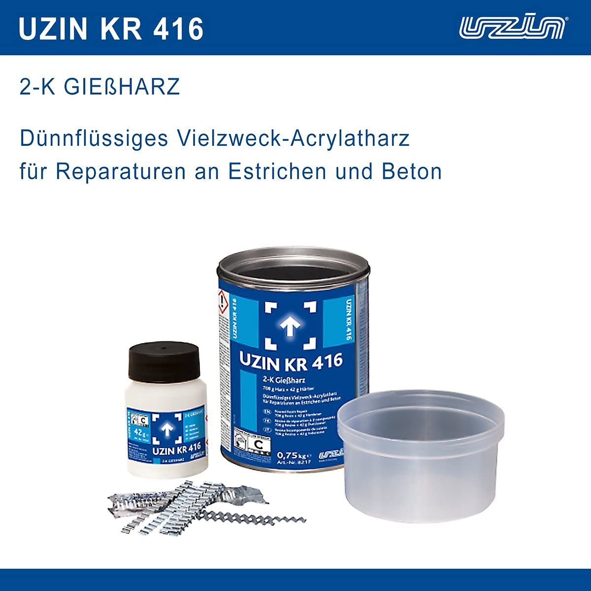 UZIN KR 416 2-K Gießharz Dünnflüssiges Acrylatharz Reparatur Set 750 g