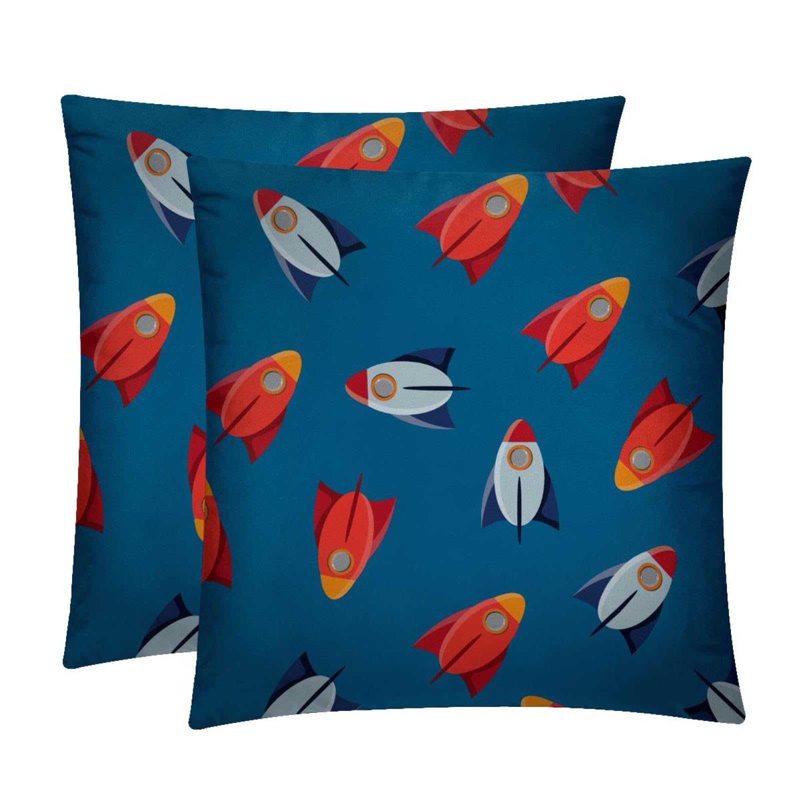 TDGKPZ Space Rockets Throw Pillow Covers 2 Pack Cushion Cases Decorative Pillow Cases Home Decor 45x45cm