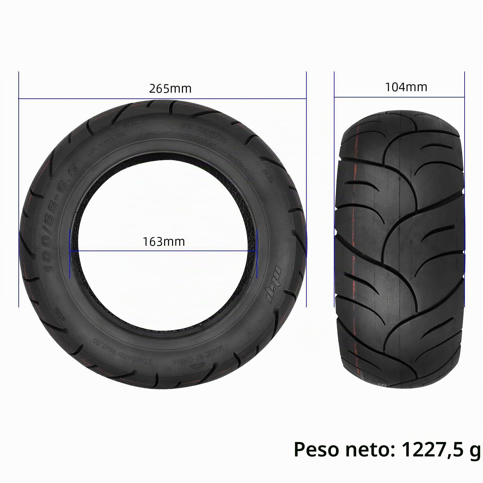 100/55-6.5 Neumático sin cámara de 11 pulgadas Neumático sin cámara para Dualtron Ultra2/Thunder 2/Kaabo Wolf King Scooter Eléctrico Accesorios Neumáticos de Carretera Gruesos a Prueba de