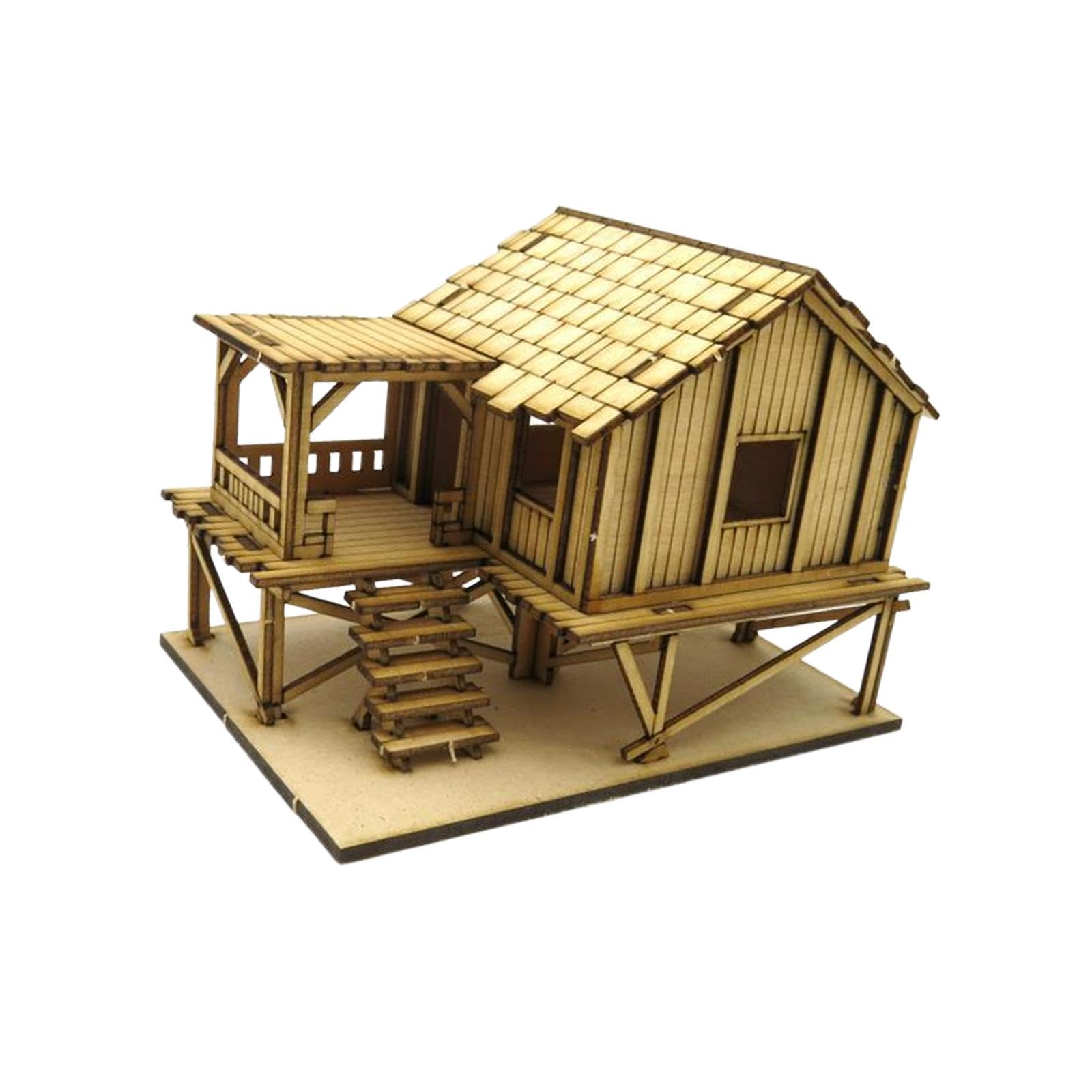 Oshhni Maison en Bois, Cabane en Bois 1/72, Scène Architecturale, Assemblage DIY Modèle Jouet pour Table de Sable Diorama Micro Paysage Décoration, Style un