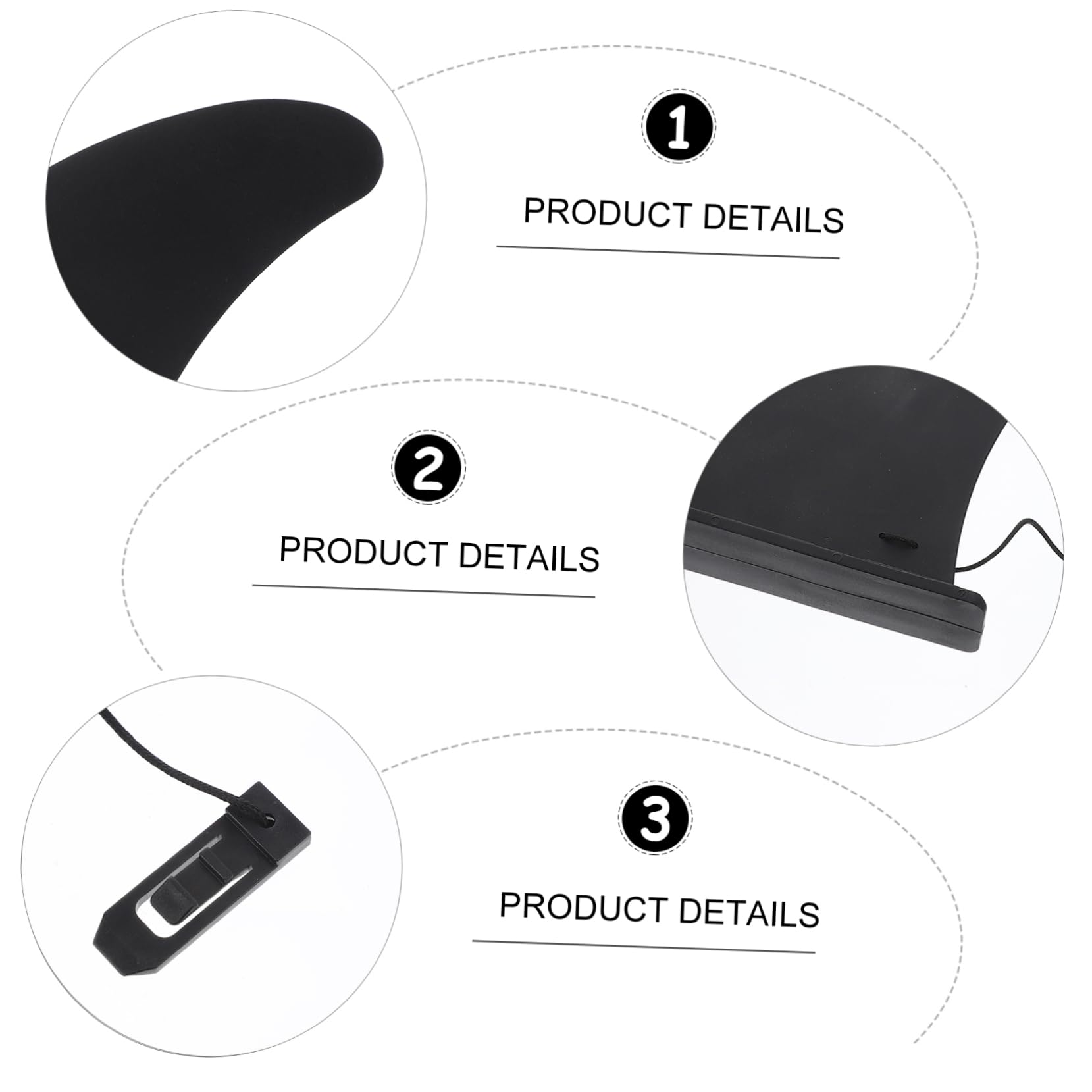 Lot de 3 Ailerons de Longboard en Nylon, à Clipser, pour Planche de Surf, Design Renforcé, Virages Serrés, Noir | Longboard et Paddle Surf, Virages Rapides et Serrés, Fixation par Insertion
