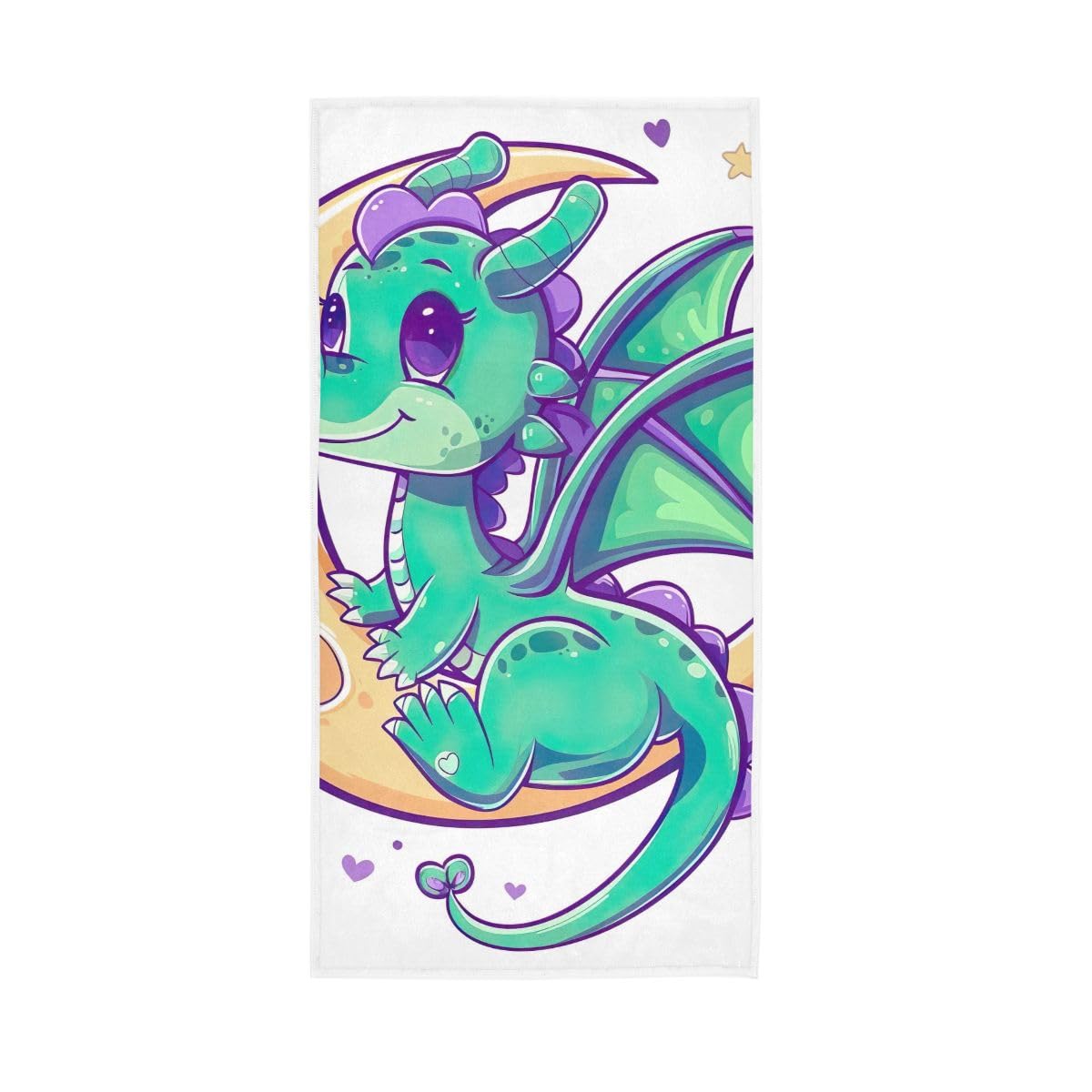 HUYGD Dragon with Wings Sitting on Moon Hand Towels Cotton Absorbent Soft Decorative Towel for Bathroom 15 x 30 Inch