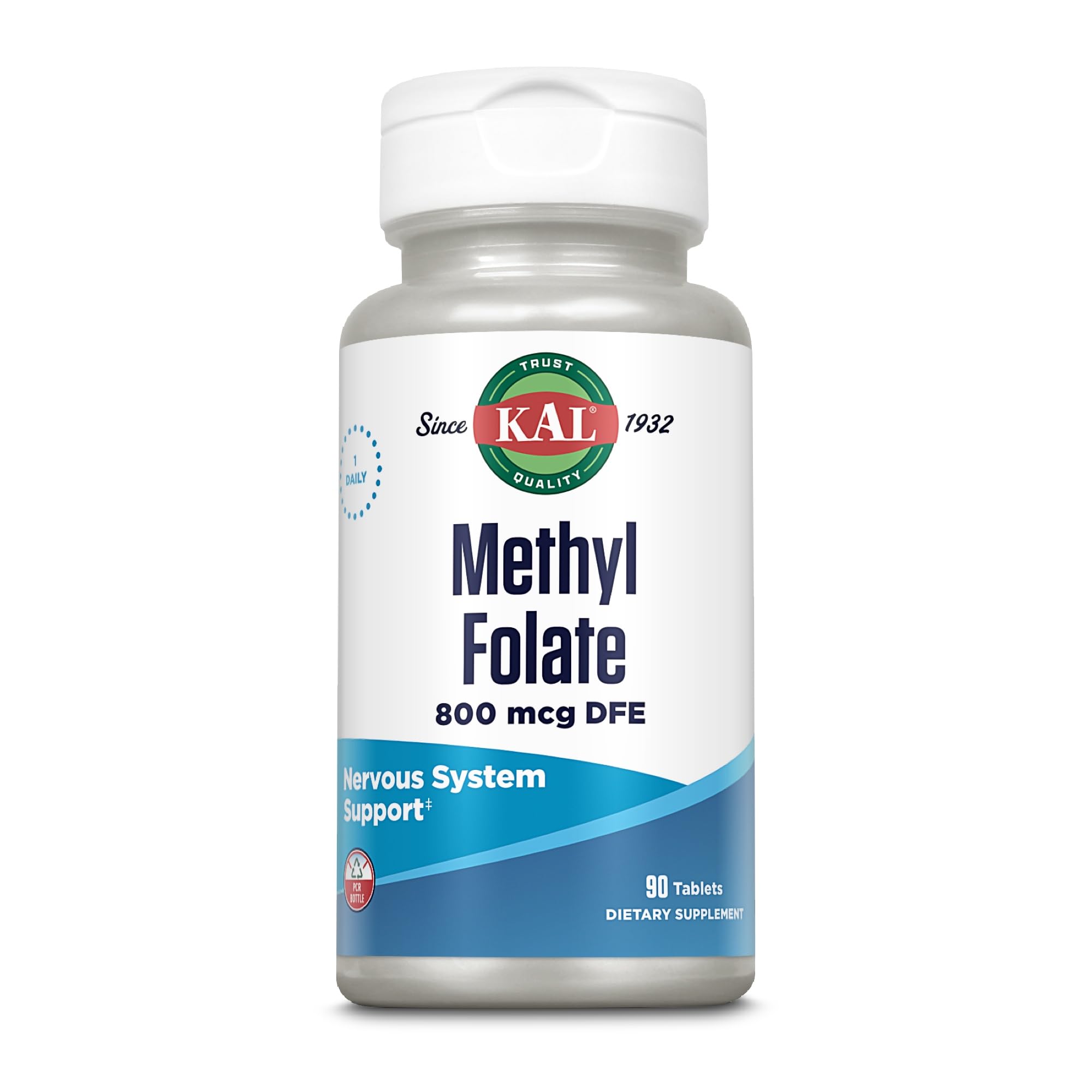 KAL Methyl Folate 800 mcg for Women & Men, 90 Count 90 Count (Pack of 1)