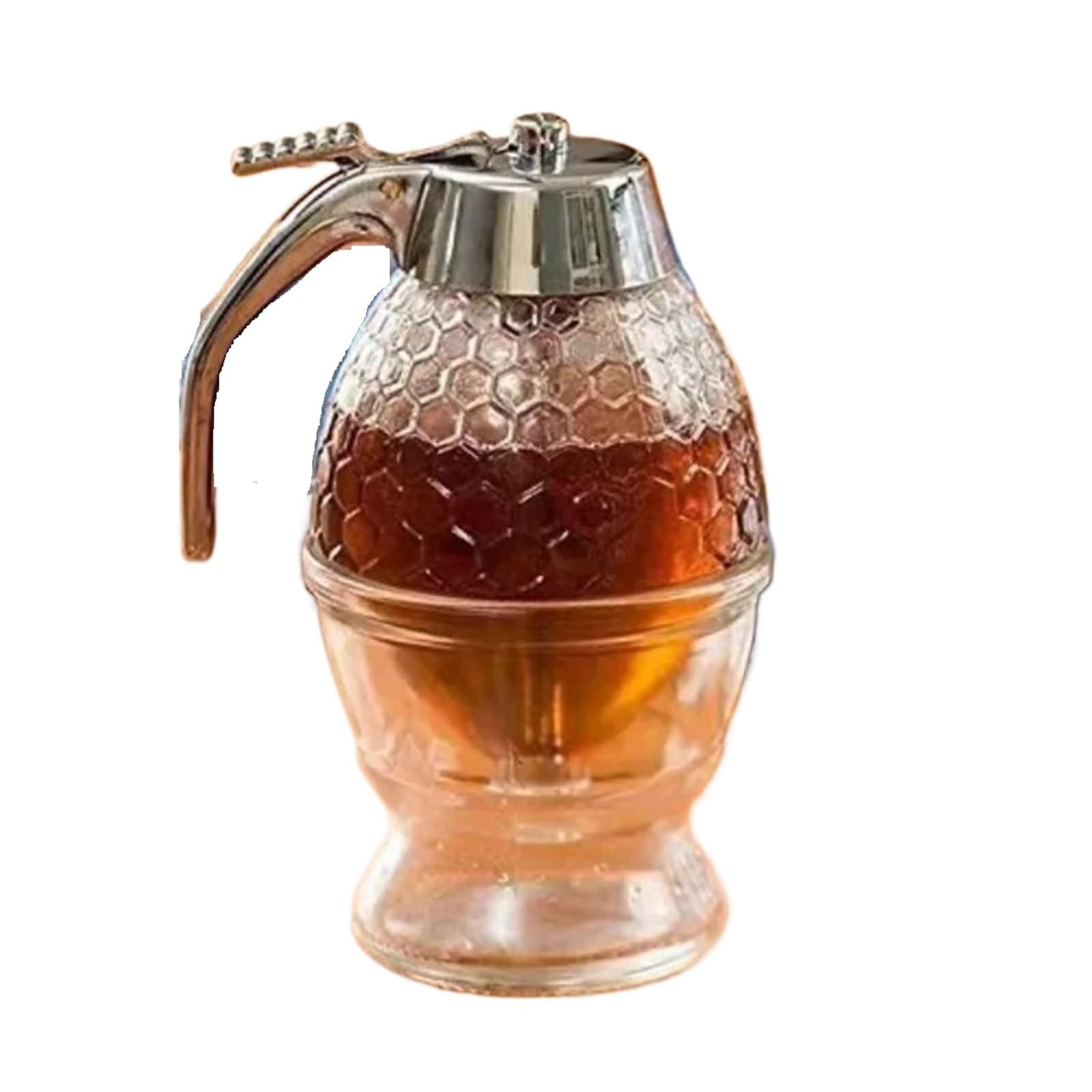 EnxJire Honey Dispenser 1set Squeezing Bottle Plastic Sealed Can Creative press type honey jar Funnel syrup pot with base Honey sealed