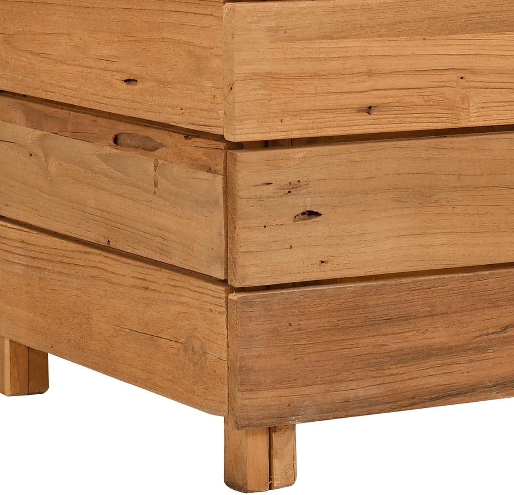Recycled Teak Raised Garden Bed 19.7x15.7x21.7 in Rustic Square Planter Box for Outdoor Patio Balcony Indoor Living Room Herb Flower Veggies