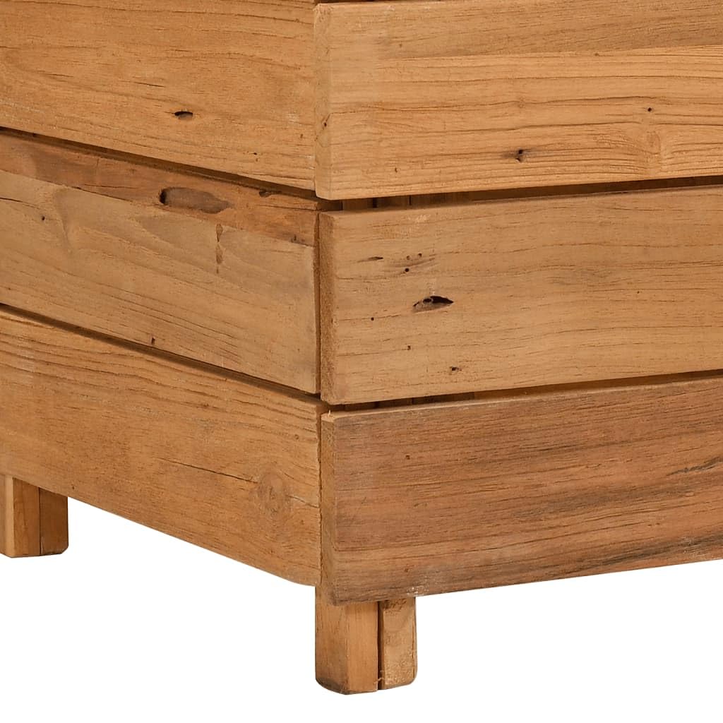 Fioriera Rialzata 50x40x55 cm in Legno Teak e Acciaio | Portavaso con ripiano inferiore in acciaio per piante e fiori, ideale per arredare salotto, balcone o patio.