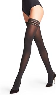 Women's Pure Matt Stay Ups 50 Den Semi-Opaque Black Grey Warm Thermal Hold-Up Stockings Plain For Any Look Winter Work Dress Or Casual 1 Pair