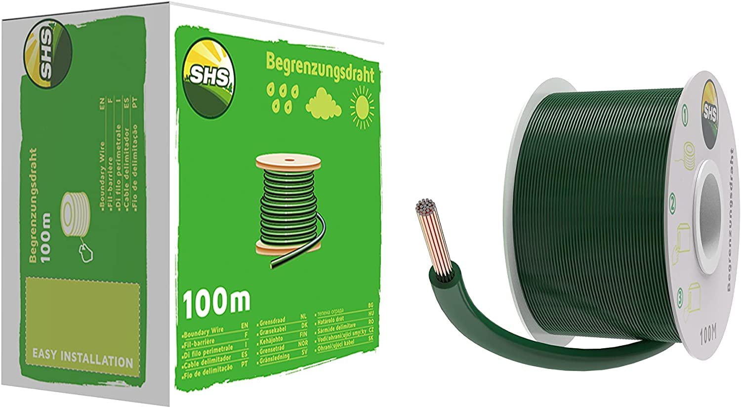 Kabel ograniczający 100 m + 300 szpikulców do wbijania w ziemię do kosiarki automatycznej, zestaw akcesoriów, drut ograniczający do kabli wyszukiwania – kompatybilny z