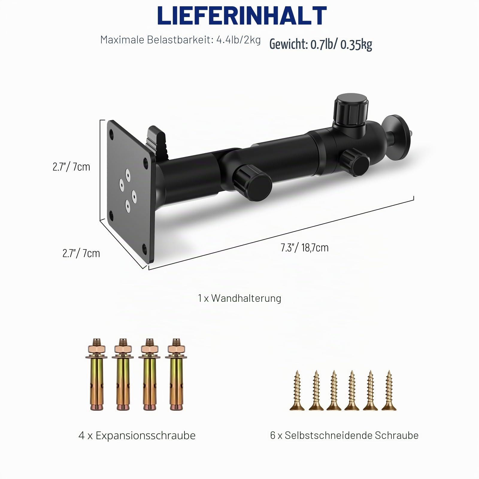 NEEWER ST-WM3 Wand-Deckenhalterung mit Dual-360°-Schwenkfuß, 1/4-Zoll-Kugelkopf, 10 Schrauben, Fotostudio-Kamera-Wandhalterung für Ringvideo-Licht, Stroboskoplicht, Blitz, Speedlite, max. Belastung 2