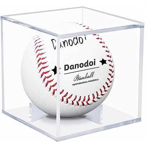 Danodoi Vitrina de Béisbol con Protección UV Acrílico Transparente Soporte de Béisbol Cubo Cuadrado Protector de Pelota Memorabilia Caja de
