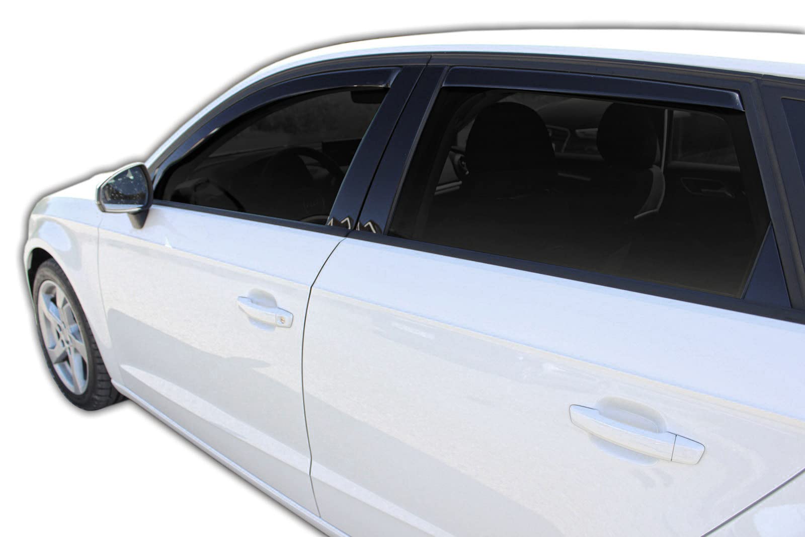 J&J AUTOMOTIVE GD Déflecteurs d'air et de Vent pour Audi A3 8V Sportback 5P. Berline 2012-2020, 4pcs, Teintés, Avant et Arrière, Aérodynamique