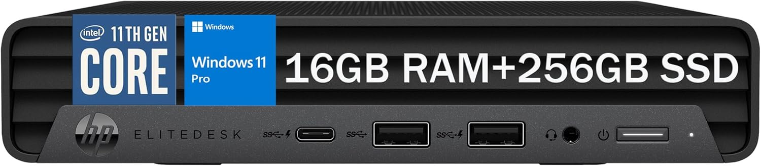 HP EliteDesk 800 G6 Mini PC Desktop Win 11 Pro, Micro Computer Intel Gen 10th Core i5-10500T, 16GB RAM, 256GB SSD, 4K Support, Displayport, RJ-45, Wi-Fi, BT (Renewed)