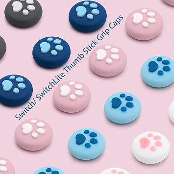 Cute Silicone Joycon Thumb Grip Caps for Nintendo Switch/OLED/Lite Console, Cute Cat Paw Shape Kawaii Silicone Joystick Cover Replacement Thumb Grip Covers for Joycon Switch Controller - Pink, 4PCS