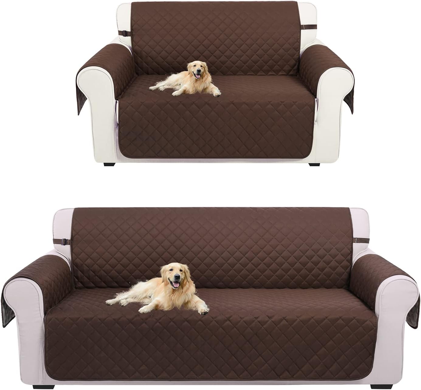 UNICE Home Reversible Sofa Cover Bundle Loveseat Cover(Sofa+Loveseat, Coffee)