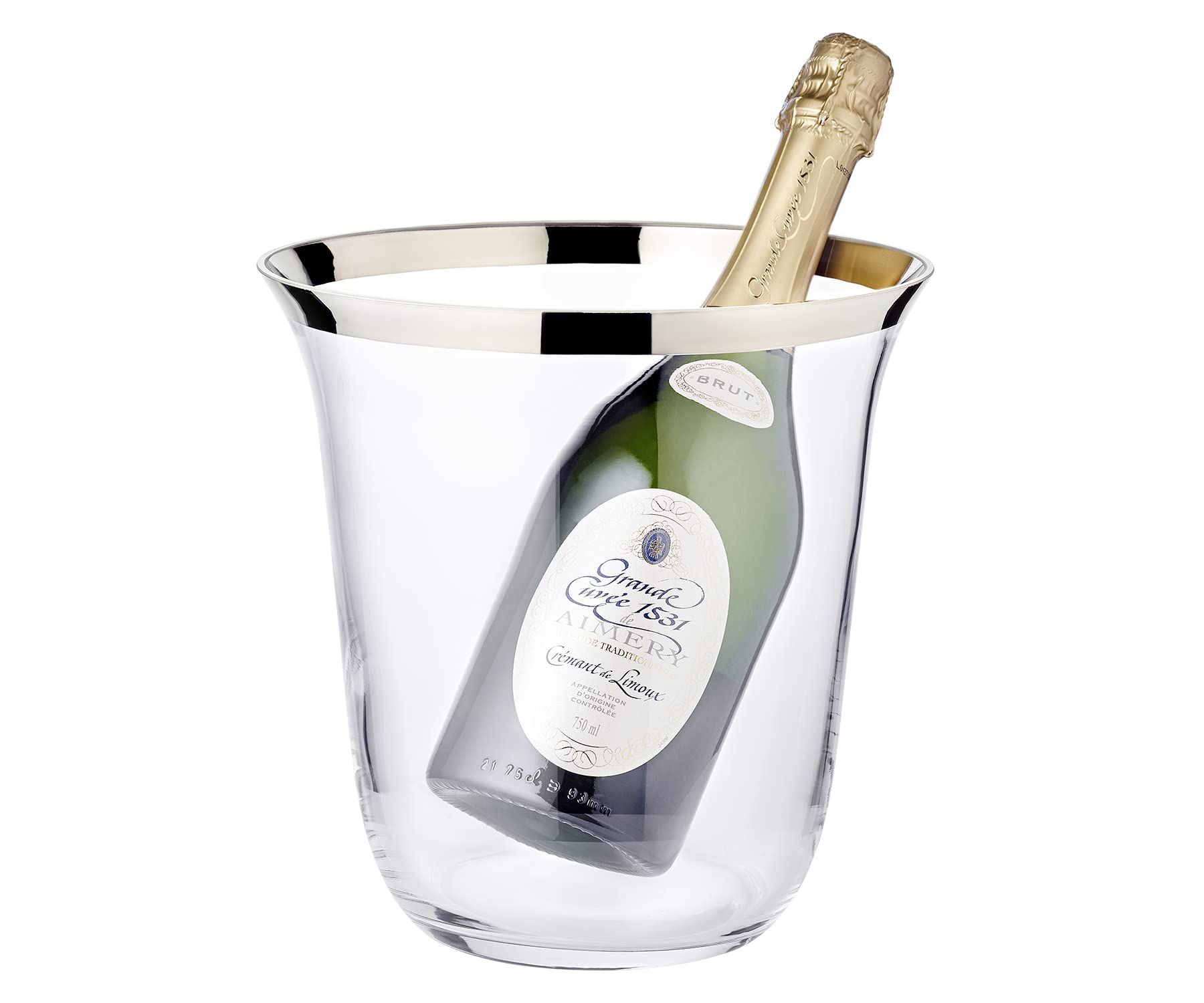 EDZARD Champanera Toby (H 23 cm, Ø 22 cm), cristal soplado a mano con borde de platino, para 1 botella – enfriador de vino, enfriador de botellas, cubitera