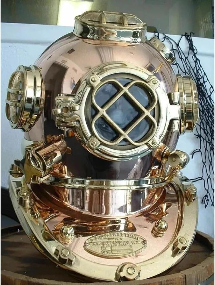 18" US Navy Mark V Deep Sea Diving Helmet, Antique Style, Scuba Diver Collectible, 18 Inch
