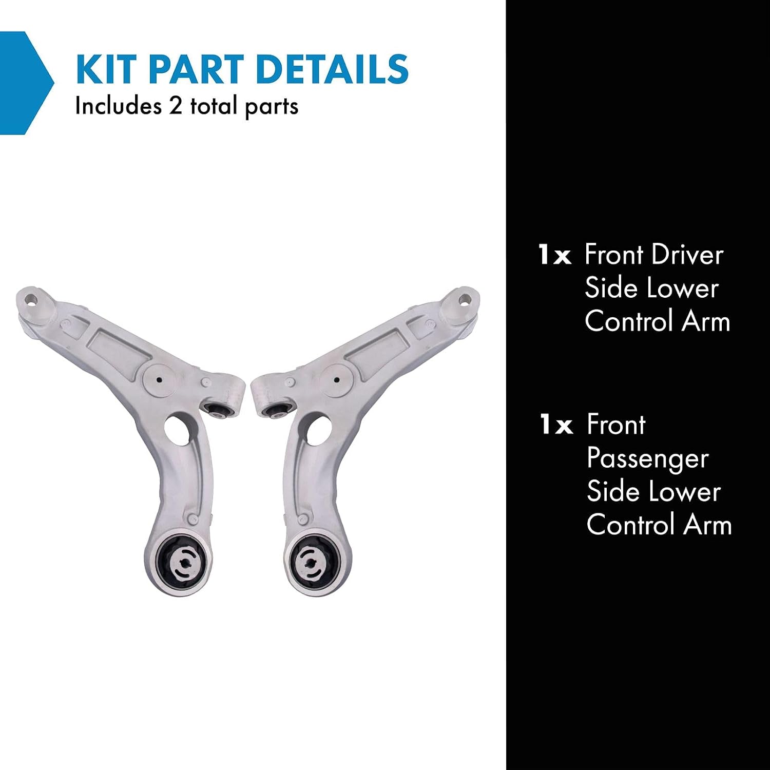 TRQ Front Lower Control Arm Set Compatible with 2014-2018 Jeep Cherokee