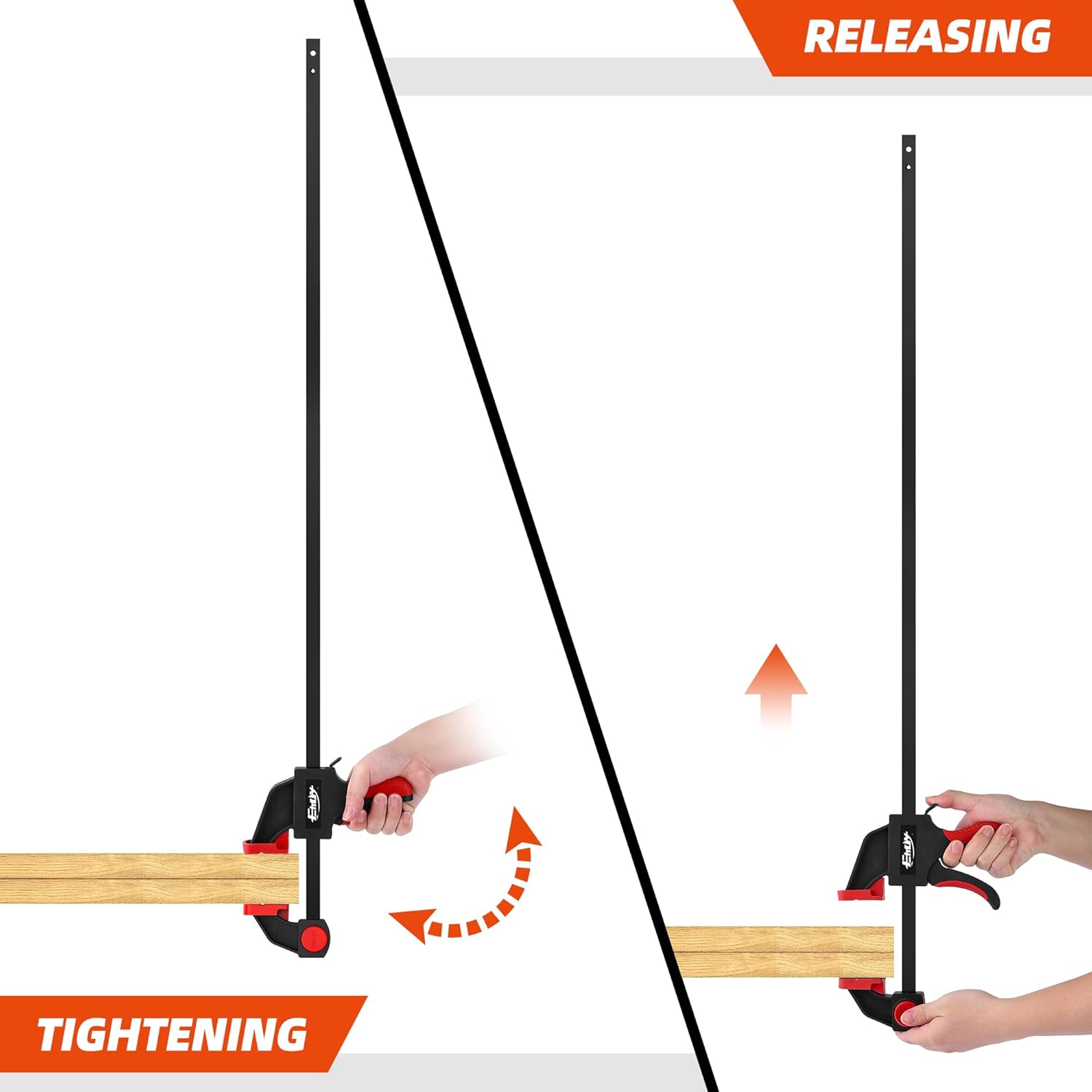 50" Bar Clamps for Woodworking 2-Piece, One-Handed Clamp/Spreader, Light-Duty Quick-Change F Clamp with 170 LBS Load Limit, Wood Clamps for Gluing, Carpentry, DIY, and Woodworking
