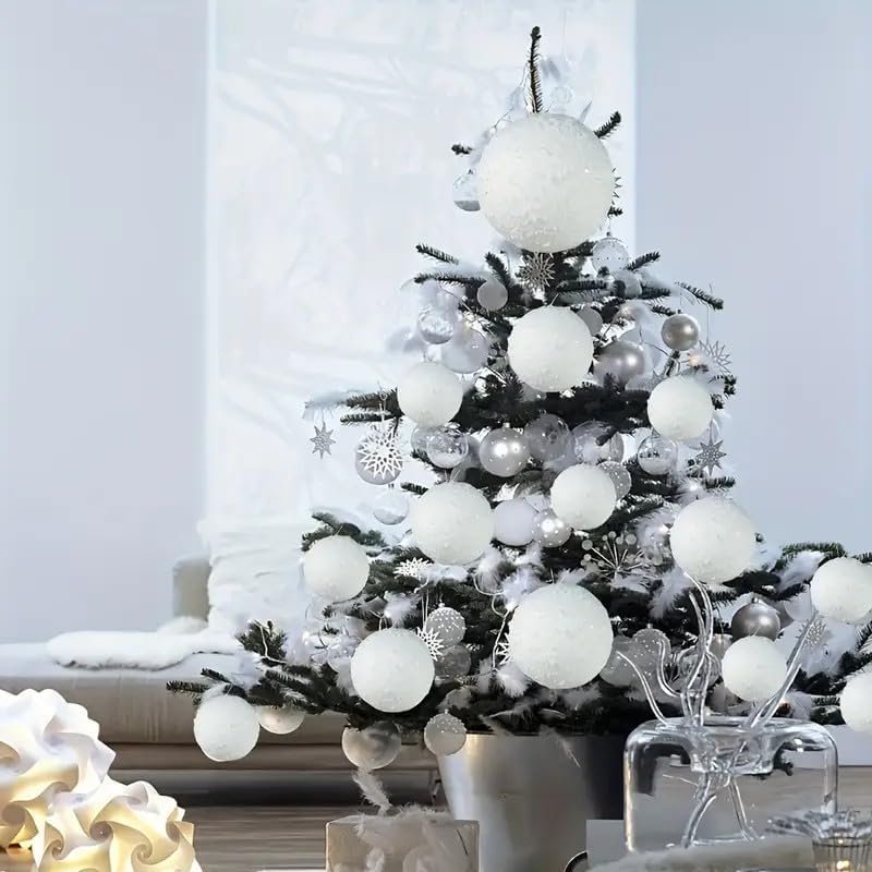 Bolas de enfeite de Natal, enfeites de bola de neve para árvore de Natal, bolas de árvore de Natal penduradas para decorações de festa de casamento de Natal (6 peças)