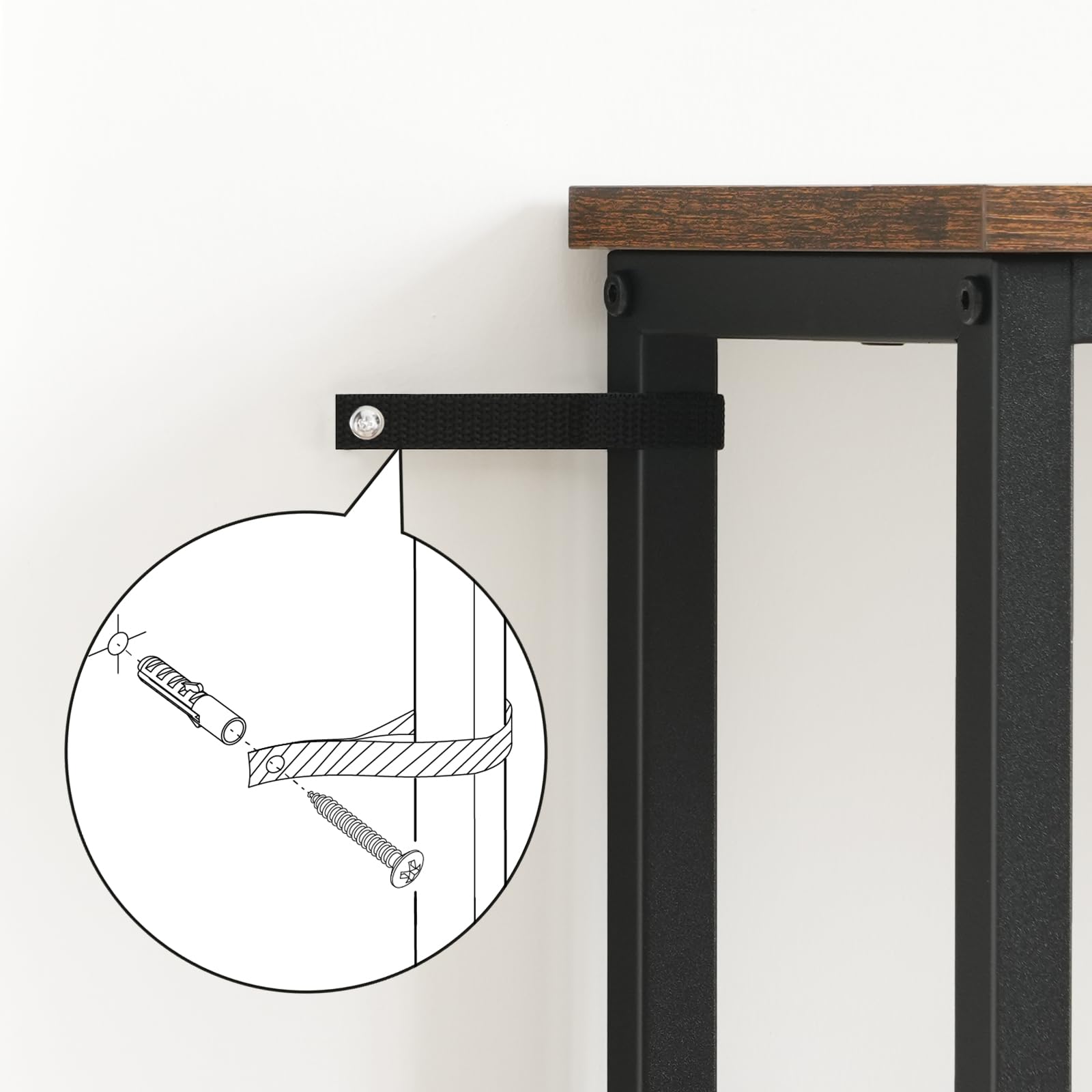 HOOBRO Schmaler Konsolentisch, 75 cm Beistelltisch, Flurtisch, Kleiner Ausstellungstisch, Sofatisch für kleinen Raum, für Eingang, Flur, Vintagebraun-Schwarz EBF79XG01